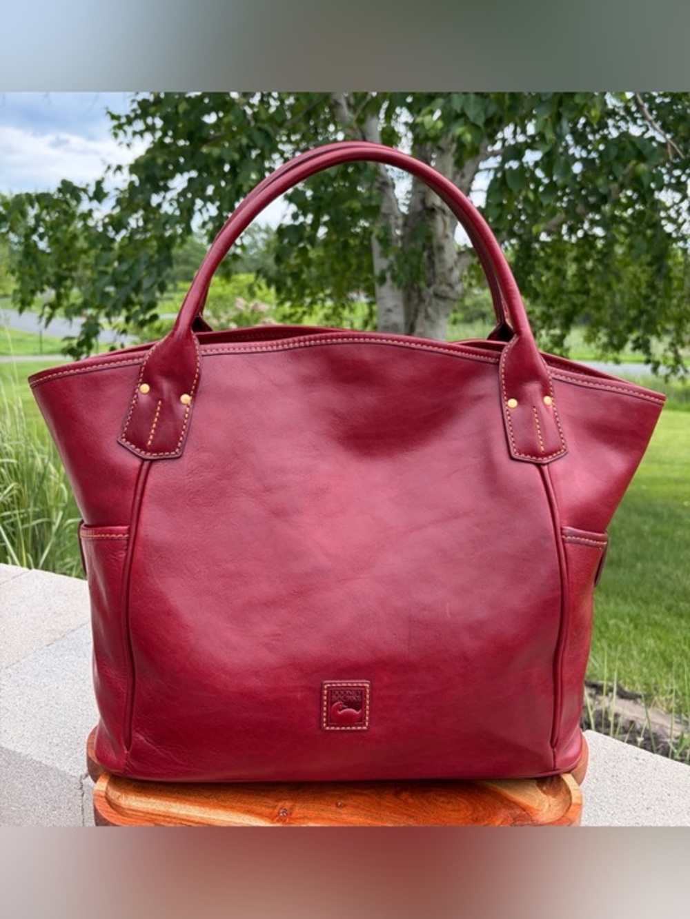 Dooney & Bourke Kristen Red Florentine Leather Tote Like New